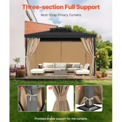 Paviljonggardiner, 340x283x203 cm, Khaki, Vattentät polyester