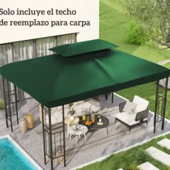 Paviljong/Gazebo Ersättningstak - 4 x 3 m - Dubbelt Tak - UV-skydd - Grön