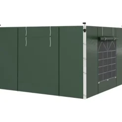 Paviljongsidor 2-pack 3x3/3x6 m, fönster & kardborre, vattentäta oxford, gröna