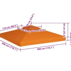 Paviljongtak 310 g/m² - Väderbeständigt och hållbart | Färg: Orange | Storlek: 3 x 3 m