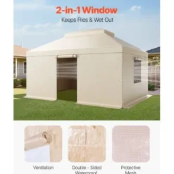 Paviljongtak, 3,66x4,87 m, Beige, PE, Förvaring för alla väder