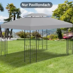 Paviljongtak 3x4 m, ersättningstak i polyester, ljusgrå, vädertåligt