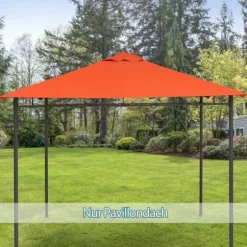 Paviljongtak 2,98x2,95 m, solskydd i polyester, orange