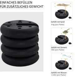 Paviljongvikt, fyllbar upp till 5 kg, HDPE, svart, Ø25x6 cm