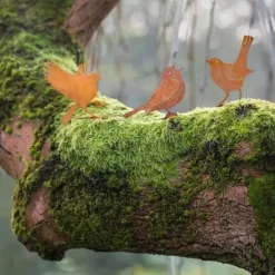 5PCS rostiga fåglar väggdekoration, utomhusdekoration i metall för trädgård och staket