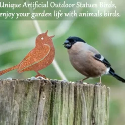 5PCS rostiga fåglar väggdekoration, utomhusdekoration i metall för trädgård och staket
