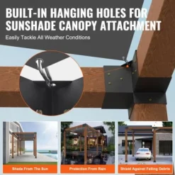 Pergola Fästesats, 3-vägs hörnfäste, 14,2x14,2 cm, Svart, Stål