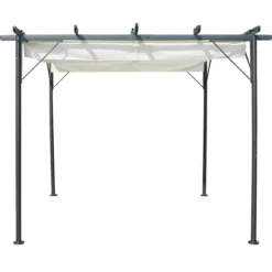 Pergola med indragbart tak gräddvit 3x3 m stål - Trädgårdsbåge - Trädgårdsbågar - Home & Living