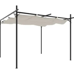 Pergola med infällbart tak gräddvit 295x292x230 cm