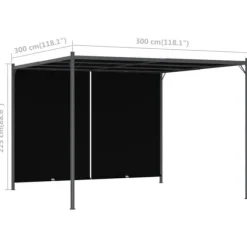 Pergola med infällbart tak 3x3 m - Justerbar skugga och skydd | Färg: Antracit | Storlek: 3x3 m