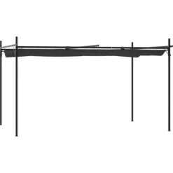 Pergola med infällbart tak antracit 395x292x230 cm