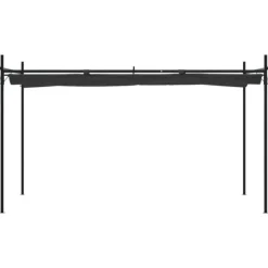 Pergola med infällbart tak antracit 395x292x230 cm