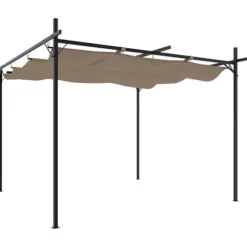 Pergola med infällbart tak taupe 295x292x230 cm
