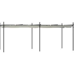 Pergola med infällbart tak gräddvit 589x292x230 cm