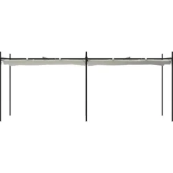 Pergola med infällbart tak gräddvit 589x292x230 cm