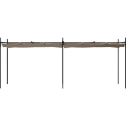 Pergola med infällbart tak taupe 589x292x230 cm