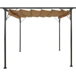 Pergola med infällbart tak taupe 3x3 m stål 180 g/m²