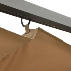 Pergola med infällbart tak taupe 3x3 m stål 180 g/m²