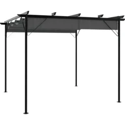 Pergola med infällbart tak antracit 3x3 m stål 180 g/m²