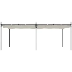 Pergola med infällbart tak | Färg: Gräddvit | Storlek: 589x292x230 cm