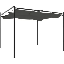 Pergola med infällbart tak - Utomhusmöbel för middagar och fester | Färg: Antracit | Storlek: 295x292x230 cm