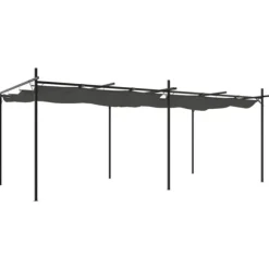 Pergola med infällbart tak antracit 589x292x230 cm