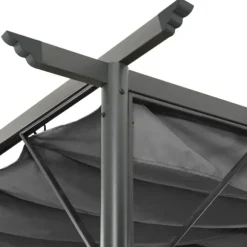 Pergola med infällbart tak - Stål och polyester | Storlek: 3x3 m | Färg: Antracit