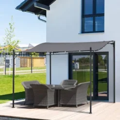 Pergola paviljong 297x297 cm, metall, grå – terrass/balkong