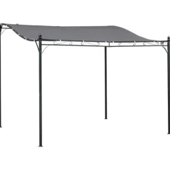Pergola paviljong 297x297 cm, metall, grå – terrass/balkong