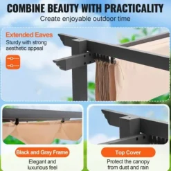 Pergola, 300x300x230 cm, Beige, Aluminium