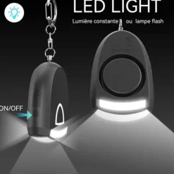 Personlig larm TD® 3.7V 6x4x2cm bärbar utomhusnyckelringslarm personlig larm med ljus typ C-laddning