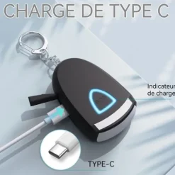 Personlig larm TD® 3.7V 6x4x2cm bärbar utomhusnyckelringslarm personlig larm med ljus typ C-laddning