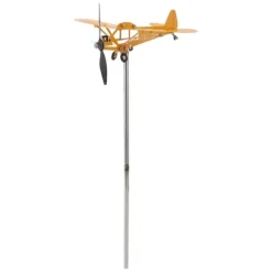 Piper J3 Cub Flygplan Weathervane 3D Metall Flygplan Väderflöjel Utomhus Tak Vindriktningsindikator Trädgårdsdekor Liten