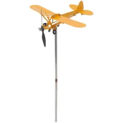 Piper J3 Cub Flygplan Weathervane 3D Metall Flygplan Väderflöjel Utomhus Tak Vindriktningsindikator Trädgårdsdekor Liten