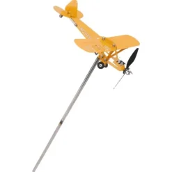 Piper J3 Cub Flygplan Weathervane 3D Metall Flygplan Väderflöjel Utomhus Tak Vindriktningsindikator Trädgårdsdekor Liten