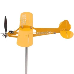 Piper J3 Cub Flygplan Weathervane 3D Metall Flygplan Väderflöjel Utomhus Tak Vindriktningsindikator Trädgårdsdekor Liten