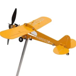Piper J3 Cub Flygplan Weathervane 3D Metall Flygplan Väderflöjel Utomhus Tak Vindriktningsindikator Trädgårdsdekor Liten