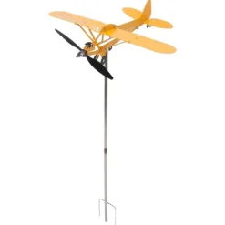 Piper J3 Cub Flygplan Weathervane 3D Metall Flygplan Väderflöjel Utomhus Tak Vindriktningsindikator Trädgårdsdekor Stor