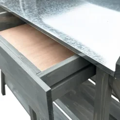 Plantbord med hyllor av massivt granträ - Växtbord för trädgård | Färg: Grå | Storlek: [ange storlek]