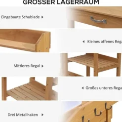 Planteringsbord med balja, trä, 112 cm högt – stabilt & väderbeständigt