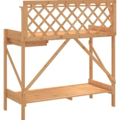 Planteringsbord med spaljé i massivt granträ | Färg: Brun | Storlek: Standard