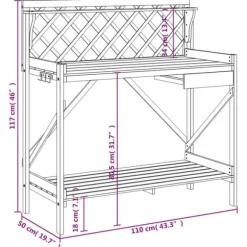 Planteringsbord med spaljé i massivt granträ | Färg: Brun | Storlek: Standard