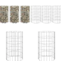Planteringsgabion 3 st upphöjd rund galvaniserat stål Ø30x50 cm - Gabion - Gabioner - Home & Living