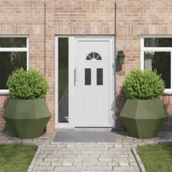 Planteringskärl 2 pcs Olivgrön 100 x 100 x 80 cm Stål