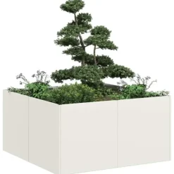 Planteringskärl vit 80x80x40 cm kallvalsat stål
