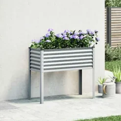 Planteringslåda i galvaniserat stål för trädgård och balkong | Storlek: 100x41x90 cm