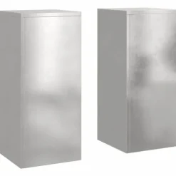 Planteringslåda i rostfritt stål för utomhusbruk - 2 st | Storlek: 24x24x55 cm | Färg: Silver