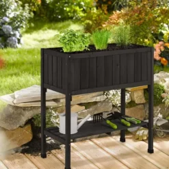 Planteringslåda, upphöjd, granträ, 80x74x38 cm