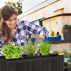 Planteringslåda, upphöjd, granträ, 80x74x38 cm