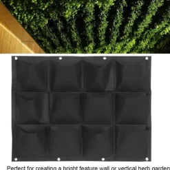 Planteringspåse Trädgård Balkong Vägg Vertikal Blomväxter Hängande Planter Svart Färg 12 Fickor